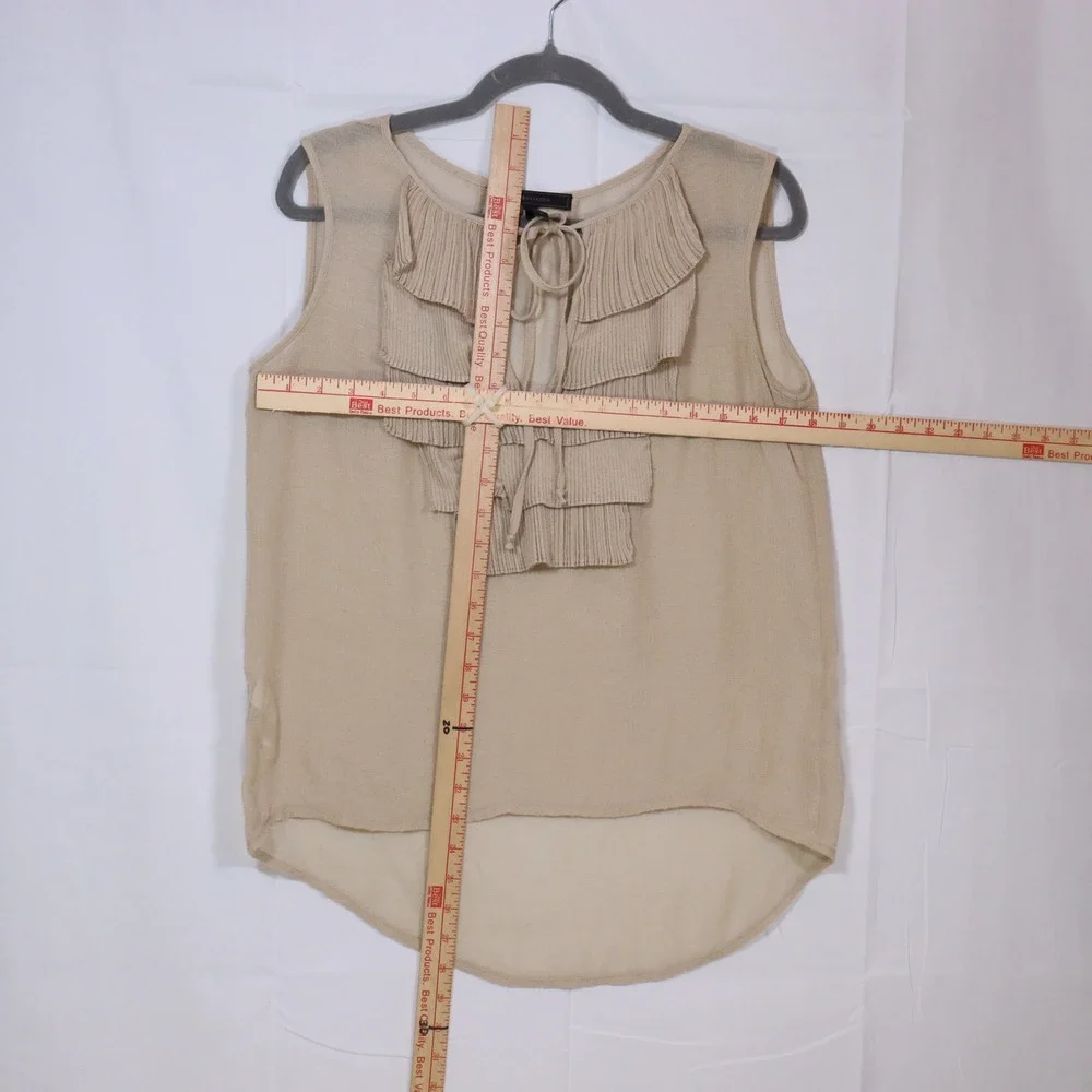 BCBGMAXAZRIA‎ Ruffle Tiered Tank Top S Beige Womens Sleeveless High Low Blouse